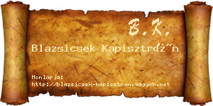 Blazsicsek Kapisztrán névjegykártya